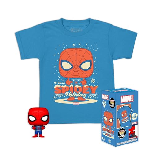 Funko Pocket POP! & Tee: Marvel-Holiday Spiderman - Spider-Man - S - Captain America 3 - T-Shirt - Kleidung Mit Vinyl-Minifigur Zum Sammeln - Geschenkidee - Spielzeug Und Kurzärmeliges Top Männer von Funko