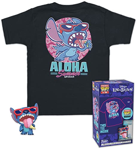 Funko Pocket Pop! & Tee: Disney - Summer Stich Stitch - Extra - Für Kinder - Extra Large - (XL) - T-Shirt - Kleidung mit Vinyl-Minifigur Zum Sammeln - Geschenkidee - Spielzeug und Kurzärmeliges Top von Funko