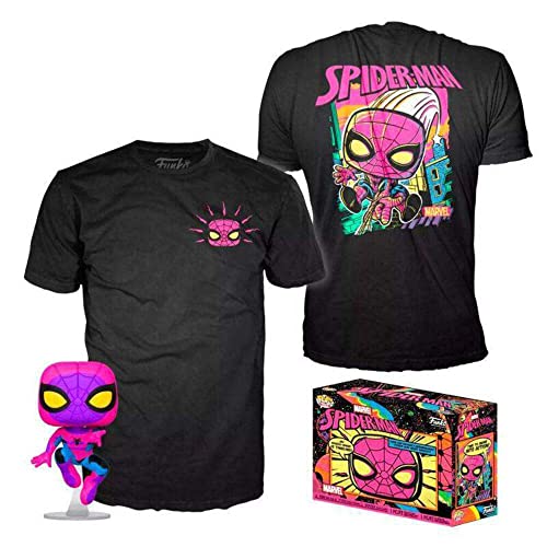 Funko Pop Marvel Black Light Spiderman 50383 + Exklusives T-Shirt Größe S, Mehrfarbig von Original S.W.A.T.