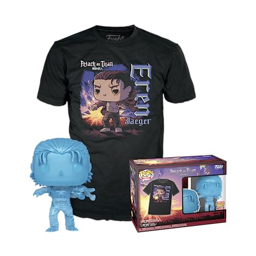 Funko Pop! & Tee: AOT - Eren Yaeger mit Marks - Medium - Attack On Titan - T-Shirt - Kleidung mit Vinyl-Sammelfigur - Geschenkidee - Spielzeug und Kurzärmeliges Top Für Erwachsene Männer und Frauen von Funko