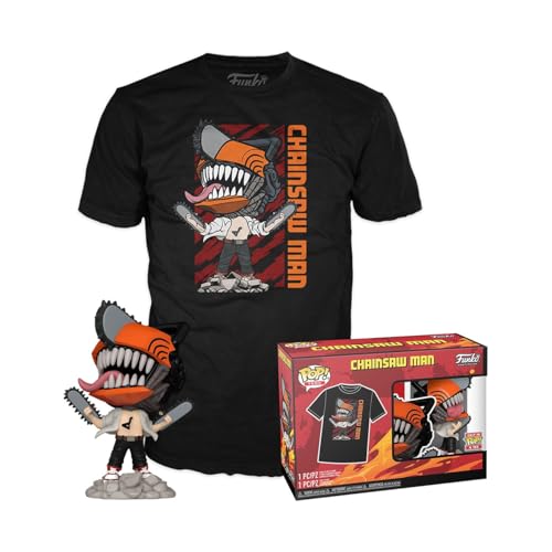Funko Pop! & Tee: CSM - Chainsaw Man Leaping - Large - T-Shirt - Kleidung mit Vinyl-Sammelfigur - Geschenkidee - Spielzeug und Kurzärmeliges Top Für Erwachsene Männer und Frauen - Anime Fans von Funko