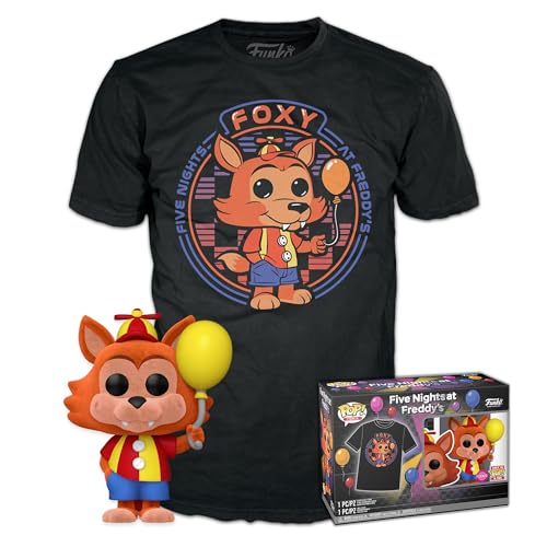 Funko Pop! & Tee: Five Nights at Freddy's (FNAF) - Balloon Foxy - Beflockt - Extra Large - (XL) - T-Shirt - Kleidung mit Vinyl-Sammelfigur - Geschenkidee - Spielzeug und Kurzärmeliges Top Männer von Funko