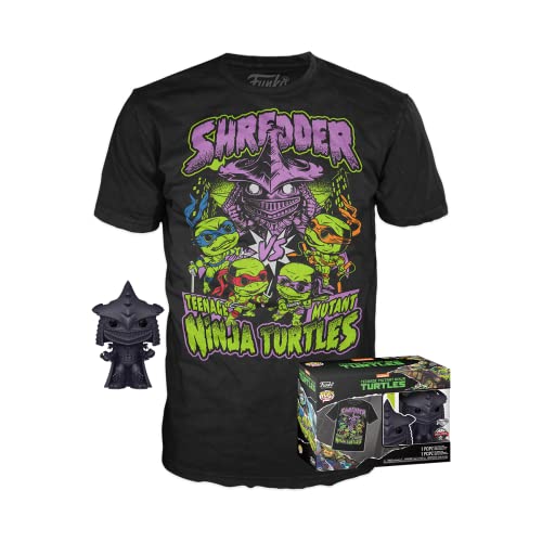 Funko Pop! & Tee: Teenage Mutant Ninja Turtles (TMNT) 2- Shredder - (BK CH) - Small - (S) - T-Shirt - Kleidung mit Vinyl-Sammelfigur - Geschenkidee - Spielzeug und Kurzärmeliges Top Männer von Funko