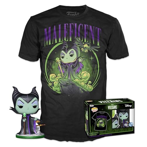 Funko Pop! & Tee: Villains - Maleficent - Diamant-Glitzer - S - Small - (S) - Disney - T-Shirt - Kleidung mit Vinyl-Sammelfigur - Geschenkidee - Spielzeug und Kurzärmeliges Top Für Erwachsene Männer von Funko