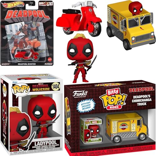 Loot Pool Marvel Deadpool Wolverine Pop! Vinyl Ladypool Figur gebündelt mit Marvel Chimichanga Truck Bitty + Mini Scooter Die-Cast 3-teilig Loot Pool Marvel Deadpool Wolverine Pop! Vinyl Ladypool Figur gebündelt mit Marvel Chimichanga Truck Bitty + Mini Scooter Die-Cast 3-teilig von Funko