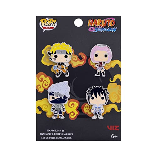 Loungefly POP! 4 Packung PIN SET: NARUTO - Naruto - TEAM 7 - Naruto Emaille-Nadeln - Niedliche Brosche Zum Sammeln - Für Rucksäcke & Taschen - Geschenkidee - Offizielle Handelswaren - Anime Fans von Funko