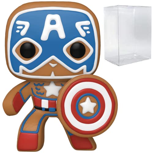 Pop Marvel: Urlaub – Lebkuchen-Kapitän Amerika Funko Vinyl-Figur (zusammen mit kompatibler Box-Schutzhülle), mehrfarbig, 9,5 cm von Funko