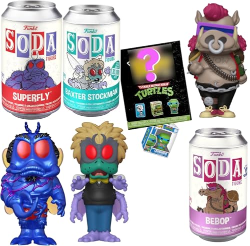 Turtle Mayhem Teenage Mutant Ninja Turtles Figure SODA Bundled Exclusive Bebop + Character Villains Superfly + Baxter Stockman & Bitty Pop! TMNT Mini 4 Items Turtle Mayhem Teenage Mutant Ninja Turtles Figure SODA Bundled Exclusive Bebop + Character Villains Superfly + Baxter Stockman & Bitty Pop! TMNT Mini 4 Items von Funko