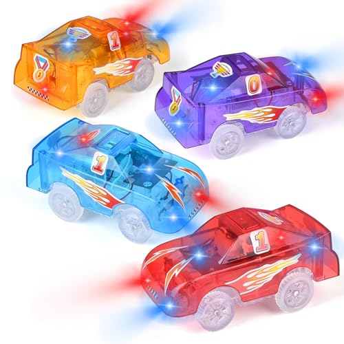 Funkprofi Spielzeugauto Set ab 3 Jahren, 4 Pack Kinderspielzeug mit 5 LED Spielzeugautos Set für Kinder Elektrische Rennstrecke mit Bus, Abschleppwagen, Feuerwehrauto und Offroad Polizeiautoder Funkprofi Spielzeugauto Set ab 3 Jahren, 4 Pack Kinderspielzeug mit 5 LED Spielzeugautos Set für Kinder Elektrische Rennstrecke mit Bus, Abschleppwagen, Feuerwehrauto und Offroad Polizeiautoder von Funkprofi