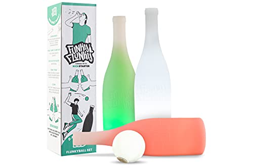 Funky-Flunky Flunkyball Set (3. Generation) | leuchtende LED Flasche mit Sensoren und leuchtender Ball | lustiges Trinkspiel Partyspiel | WG-Party Feier Festival | Geschenkidee von Funky-Flunky