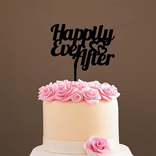 Happily Ever After Wedding Cake Topper Vow Renewal Cake Topper Happily Ever After Anniversary Cake Topper Einzigartiges Geschenk für Hochzeit Verlobung Jahrestag Schwarz von Funlucy