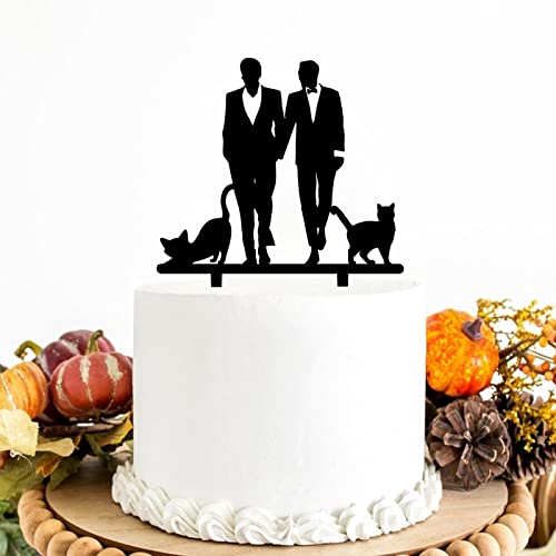 Kuchendekoration für Männer, Jahrestag, Schwul, 2 Bräutigam mit Katzen, perfekt für Schwulen, Paare, Hochzeiten, Coimg Out, Party-Dekorationen Kuchendekoration für Männer, Jahrestag, Schwul, 2 Bräutigam mit Katzen, perfekt für Schwulen, Paare, Hochzeiten, Coimg Out, Party-Dekorationen von Funlucy