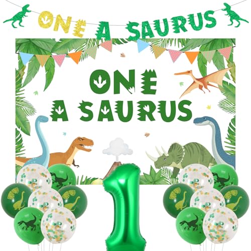 Funmemoir 1. Geburtstag Dekorationen für Jungen Dinosaurier One a Saurus Geburtstag Hintergrund und Glitzer Banner, 1 Foliennummer Ballon, Dinosaurier Druck Ballons für Dinosaurier Thema erste Funmemoir 1. Geburtstag Dekorationen für Jungen Dinosaurier One a Saurus Geburtstag Hintergrund und Glitzer Banner, 1 Foliennummer Ballon, Dinosaurier Druck Ballons für Dinosaurier Thema erste von Funmemoir