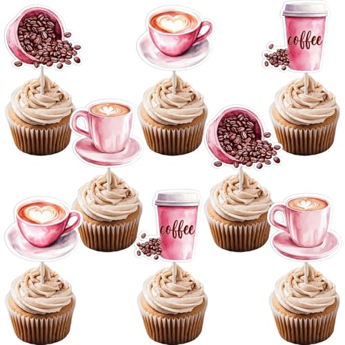 Funmemoir Cupcake-Topper, 24 Stück, Cupcake-Topper, rosa Café, Latte, Geburtstag, Brautparty, Babyparty, Party-Dekoration, Café, Bar, Haus, Geschäft, Kuchendekoration Funmemoir Cupcake-Topper, 24 Stück, Cupcake-Topper, rosa Café, Latte, Geburtstag, Brautparty, Babyparty, Party-Dekoration, Café, Bar, Haus, Geschäft, Kuchendekoration von Funmemoir