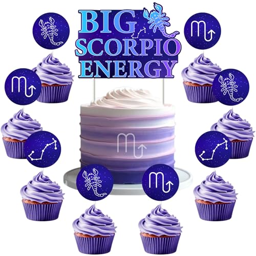 Funmemoir Große Skorpion-Energie-Dekorationen – Skorpion-Sternzeichen-Geburtstagskuchenaufsatz und 24 Cupcake-Aufsätze, Astrologie-Motto-Party-Dekoration für Skorpionschild, Geburtstagszubehör Funmemoir Große Skorpion-Energie-Dekorationen – Skorpion-Sternzeichen-Geburtstagskuchenaufsatz und 24 Cupcake-Aufsätze, Astrologie-Motto-Party-Dekoration für Skorpionschild, Geburtstagszubehör von Funmemoir