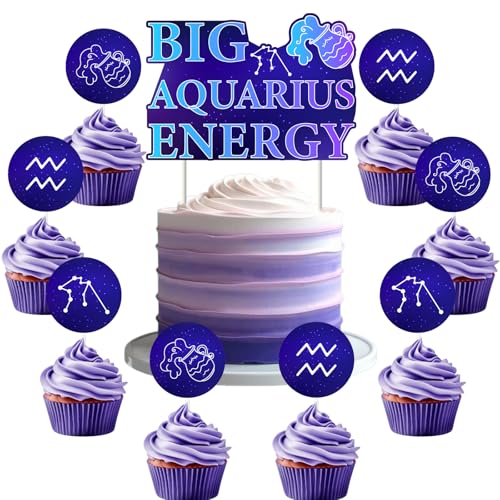 Funmemoir Großer Wassermann Energie Dekorationen - Wassermann Sternzeichen Geburtstag Kuchen Topper & 24 Cupcake Topper, Wassermann Zeichen Party Dekorationen für Geburtstag, Themenbedarf für Männer Funmemoir Großer Wassermann Energie Dekorationen - Wassermann Sternzeichen Geburtstag Kuchen Topper & 24 Cupcake Topper, Wassermann Zeichen Party Dekorationen für Geburtstag, Themenbedarf für Männer von Funmemoir