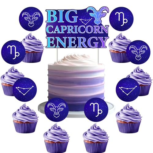 Funmemoir Großes Steinbock-Energie-Dekorationsset – Steinbock-Kuchenaufsätze & 24 Cupcake-Topper, Sternzeichen, Partyzubehör, Horoskop-Astrologie, Geburtstagsthema, Kuchendekorationen für Männer und Funmemoir Großes Steinbock-Energie-Dekorationsset – Steinbock-Kuchenaufsätze & 24 Cupcake-Topper, Sternzeichen, Partyzubehör, Horoskop-Astrologie, Geburtstagsthema, Kuchendekorationen für Männer und von Funmemoir