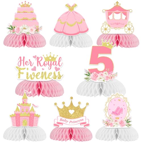 Funmemoir Her Royal Fiveness Geburtstagsdekorationen, 8 Stück, Prinzessin, 5. Geburtstag, Wabenaufsätze, Schloss, Krone, Waben, Tischdekorationen für Mädchen, Prinzessinnen-Party-Dekorationen, 5 Jahre Funmemoir Her Royal Fiveness Geburtstagsdekorationen, 8 Stück, Prinzessin, 5. Geburtstag, Wabenaufsätze, Schloss, Krone, Waben, Tischdekorationen für Mädchen, Prinzessinnen-Party-Dekorationen, 5 Jahre von Funmemoir