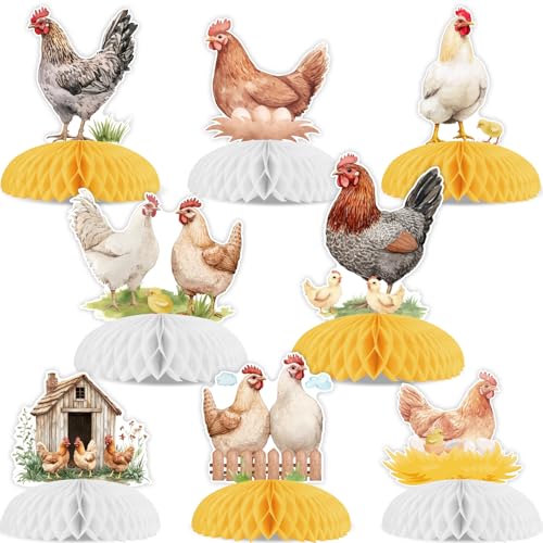 Funmemoir Huhn-Party-Dekorationen – 8 Stück Huhn-Waben-Mittelstücke, Bauernhaus-Küken, Henne Hahn, Party-Tischdekorationen für Bauernhoftiere, Bauernhof, Geburtstag, Babyparty, Party-Dekorationen Funmemoir Huhn-Party-Dekorationen – 8 Stück Huhn-Waben-Mittelstücke, Bauernhaus-Küken, Henne Hahn, Party-Tischdekorationen für Bauernhoftiere, Bauernhof, Geburtstag, Babyparty, Party-Dekorationen von Funmemoir