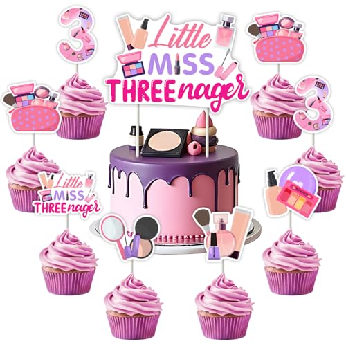 Funmemoir Little Miss Threenager Geburtstagsdekoration, Make-up, 3. Geburtstag, Party-Dekoration – 1 Tortenaufsatz und 24 Stück Kuchendekorationen für Spa, Kosmetik, Schönheit, Kuchendekorationen für Funmemoir Little Miss Threenager Geburtstagsdekoration, Make-up, 3. Geburtstag, Party-Dekoration – 1 Tortenaufsatz und 24 Stück Kuchendekorationen für Spa, Kosmetik, Schönheit, Kuchendekorationen für von Funmemoir