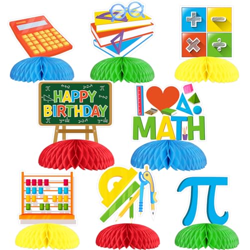 Funmemoir Mathe-Party-Dekorationen – 8 Stück, Mathematik-Tischaufsätze für Schule, Klassenzimmer, Lehrer, Geburtstag, Partyzubehör von Funmemoir