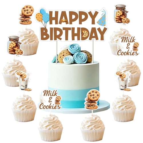 Funmemoir Milch- und Keks-Dekorationen zum 1. Geburtstag, für Jungen, 25 Stück, Milch- und Keks-Thema, Happy Birthday, Kuchendekoration, doppelseitig, bedruckt, für Jungen, Partyzubehör Funmemoir Milch- und Keks-Dekorationen zum 1. Geburtstag, für Jungen, 25 Stück, Milch- und Keks-Thema, Happy Birthday, Kuchendekoration, doppelseitig, bedruckt, für Jungen, Partyzubehör von Funmemoir