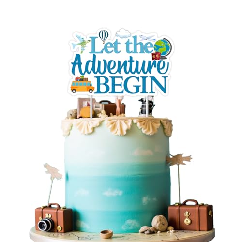 Funmemoir Party-Dekorationen für Reisen – Let the Adventure Begin, Kuchendekoration für Babyparty, Abschied, Ruhestand, Geburtstagsparty Funmemoir Party-Dekorationen für Reisen – Let the Adventure Begin, Kuchendekoration für Babyparty, Abschied, Ruhestand, Geburtstagsparty von Funmemoir