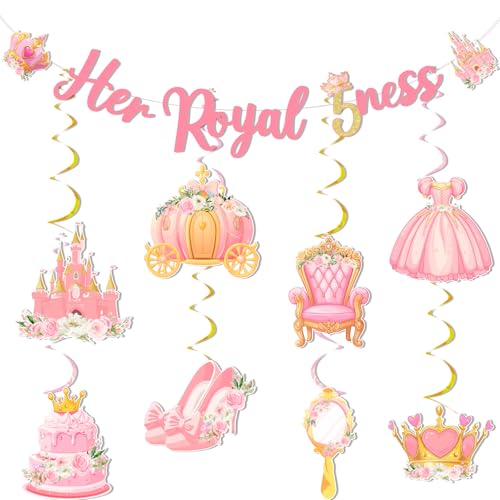 Funmemoir Prinzessin 5. Geburtstag Dekorationen Her Royal 5ness Birthday Banner 8 Stück Prinzessin hängende Wirbel für sie Royal Fiveness Castle Crown 5 Jahre alte Party Funmemoir Prinzessin 5. Geburtstag Dekorationen Her Royal 5ness Birthday Banner 8 Stück Prinzessin hängende Wirbel für sie Royal Fiveness Castle Crown 5 Jahre alte Party von Funmemoir
