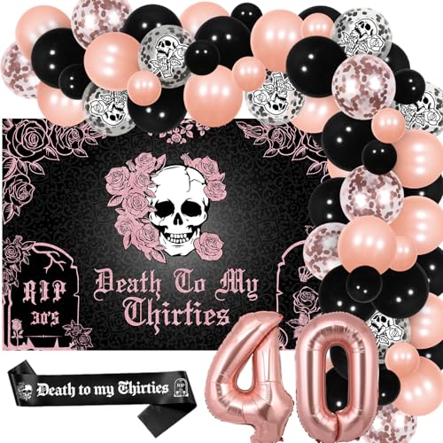 Funmemoir Rip 30er Jahre Geburtstag Dekorationen Rose Gold und Schwarz - Ballon Girlande Bogen Kit mit Tod zu meinen Dreißiger Jahren Hintergrund, Schärpe, Folienballons für Gothic Beerdigung für Funmemoir Rip 30er Jahre Geburtstag Dekorationen Rose Gold und Schwarz - Ballon Girlande Bogen Kit mit Tod zu meinen Dreißiger Jahren Hintergrund, Schärpe, Folienballons für Gothic Beerdigung für von Funmemoir