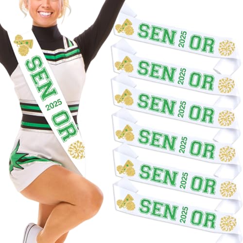 Funmemoir Schärpen für Senioren 2025, weiß, Senior 2025, Satin-Schärpen mit grün-goldenen Glitzer-Buchstaben, Senior Cheer Class Wettbewerbsschärpen, Endlich abgestufte Cheerleader-Feier, Funmemoir Schärpen für Senioren 2025, weiß, Senior 2025, Satin-Schärpen mit grün-goldenen Glitzer-Buchstaben, Senior Cheer Class Wettbewerbsschärpen, Endlich abgestufte Cheerleader-Feier, von Funmemoir