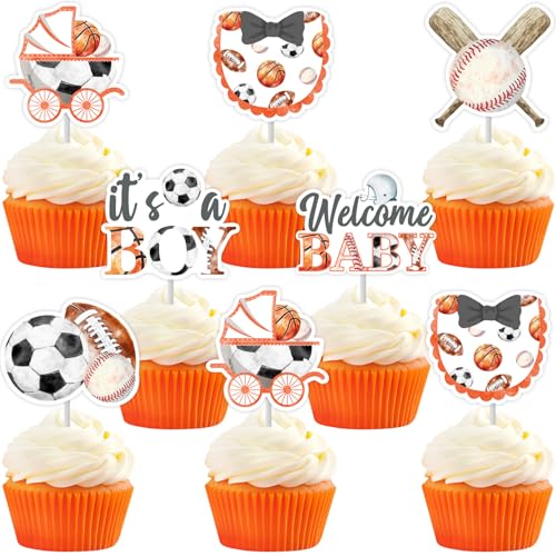 Funmemoir Sport-Babyparty-Dekorationen für Jungen – 36 Stück Sportmotiv-Cupcake-Topper für Sport, It's a Boy, Willkommens-Baby-Cupcake-Topper für Fußball, Basketball, Baseball, Fußball, Babyparty Funmemoir Sport-Babyparty-Dekorationen für Jungen – 36 Stück Sportmotiv-Cupcake-Topper für Sport, It's a Boy, Willkommens-Baby-Cupcake-Topper für Fußball, Basketball, Baseball, Fußball, Babyparty von Funmemoir