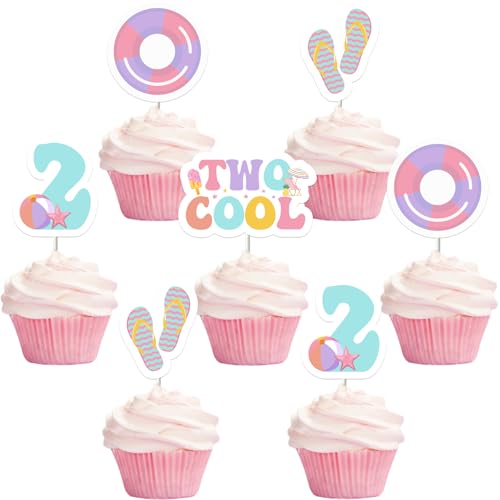 Funmemoir Two Cool Birthday Party Decoration Girl, 24pcs Pool 2nd Decoration Cupcake Topper for Summer Swimming Beach Splash Second Birthday Decoration Funmemoir Two Cool Birthday Party Decoration Girl, 24pcs Pool 2nd Decoration Cupcake Topper for Summer Swimming Beach Splash Second Birthday Decoration von Funmemoir