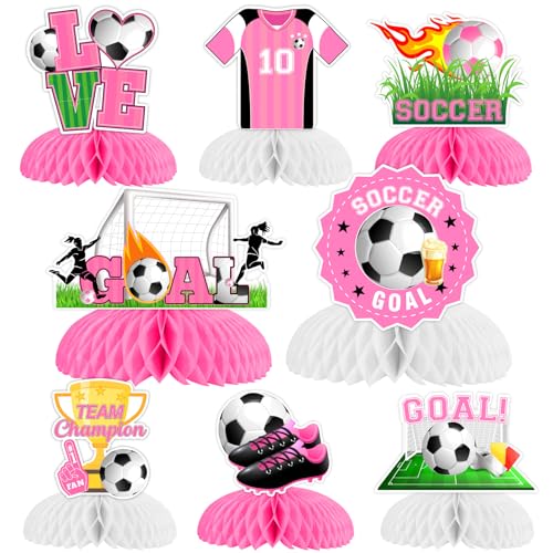 Fußball-Geburtstagsparty-Dekorationen für Mädchen – 8 Stück Fußball-Waben-Mittelstück, rosa Fußball-Geburtstagsparty, Tischdekorationen für Fußball, Sport, Thema, Geburtstag, Babyparty, Partyzubehör Fußball-Geburtstagsparty-Dekorationen für Mädchen – 8 Stück Fußball-Waben-Mittelstück, rosa Fußball-Geburtstagsparty, Tischdekorationen für Fußball, Sport, Thema, Geburtstag, Babyparty, Partyzubehör von Funmemoir