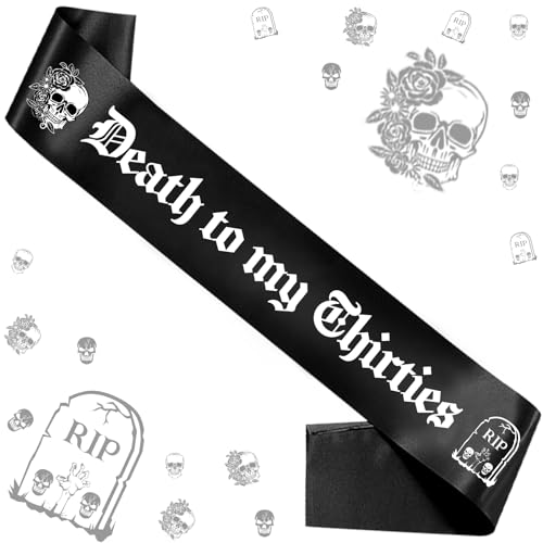 Gothic 40. Geburtstag Party Dekorationen - Death to My Thirties Schärpe, Rip to My 30s Birthday Dekorationen, Death to My 30s Dekorationen, Schwarz Beerdigung für My Youth 40th Birthday Party Supplies von Funmemoir