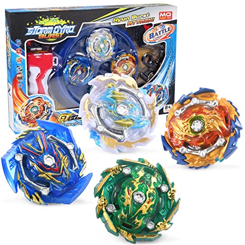 4-Piece Gyro Burst Starter Set,Battle Spinner Burst,4D Fusion Modell Metall Masters Beschleunigungslauncher Speed Kreisel mit Basis-Arena für Kindertag, Ostern, Weihnachten, Geburtstag von Funmo