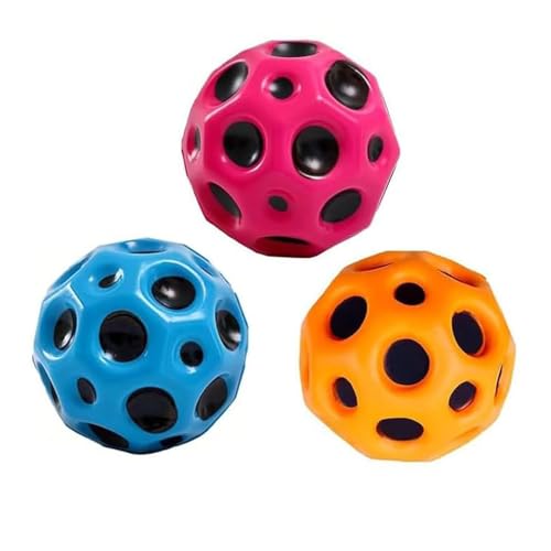 Funmo 3 Stück Astro Jump Ball,7 cm Moon Ball,Super High Jump Ball,Space Ball Mini Bouncing Ball Toy,Bounce-Loch-Ball, Springender Gummiball,Easy to Grip and Catcher von Funmo