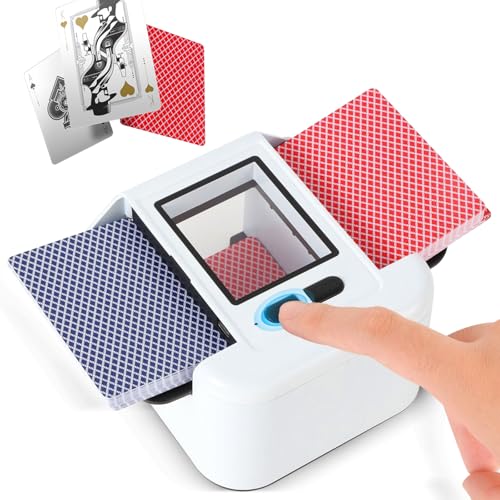 Funmo Automatischer Kartenmischer 1-2 Decks,Kartenmischmaschine Elektrische,2000mAh,Wiederaufladbarer Geräuscharm kartenmischgerät für UNO,Poker,Phase 10 Texas,Skip-BO von Funmo
