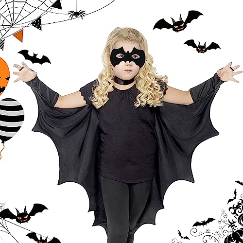 Funmo Fledermaus Umhang und Kostüm Set - Halloween Vampir Verkleidung für Kinder Mit Schwarzem Umhang und Maske - Perfekt für Karneval, Fasching und Motto-Partys von Funmo