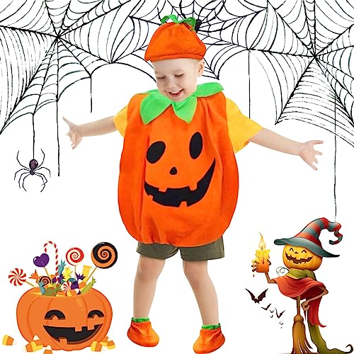 Funmo Halloween kostüm kürbis kinder,Pumpkin Halloween Cosplay,Kürbis Cosplay Party,Kinder Halloween Kostüme,Kürbis Kostüme für Kinder Jungen Mädchen (85-95CM) von Funmo
