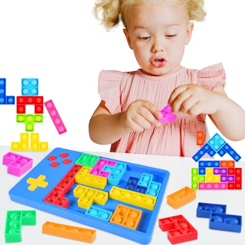 Funmo Fidget Toy Silikon Pop Bubble Puzzle Tetris Pop It Spiel Plopper Spielzeug Pop Up Spielzeug Popit Spielzeug Ab 3 4 5 6 Jahre Intelligenz Spiele Fidget Anti Stress Sensory Toys Ostergeschenke von Funmo