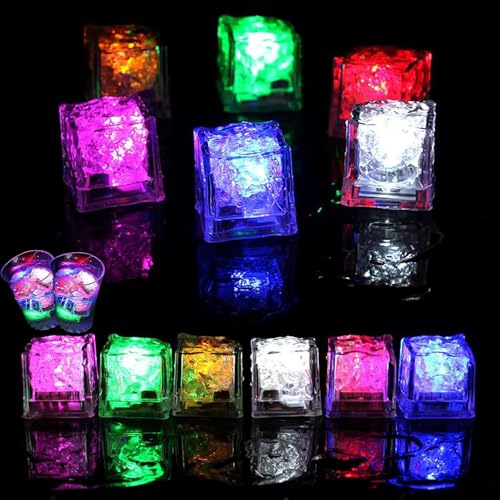 Funmo LED Eiswürfel für Getränke,leuchtende Eiswürfel, LED-Eiswürfel-Lichter,Led Ice Cubes Bad,Bunt leuchtende LED Eiswürfel,Baby Badespielzeug,LED Glühen Licht Leuchten Eiswürfel Wiederverwendbar von Funmo