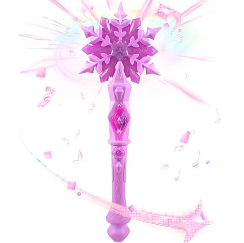 Funmo Leuchtender Schneeflocken-Zauberstab Prinzessinnen-LED-Leuchtstab Sound, Schneeflocken-Feen-Zauberstab Kind Mädchen Prinzessin Partyzubehör Kostüm Cosplay Zubehör Party-Dekoration Y-magic wand von Funmo
