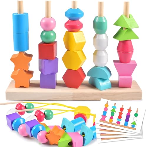 Funmo Montessori Spielzeug ab 2 3 4 5 Jahre,Holz Sortier- & Stapelspielzeug Steckpuzzle Jungen & Mädchen, Lernspielzeug, Kultivieren Sie das Denken und die praktischen Fähigkeiten der Kinder von Funmo