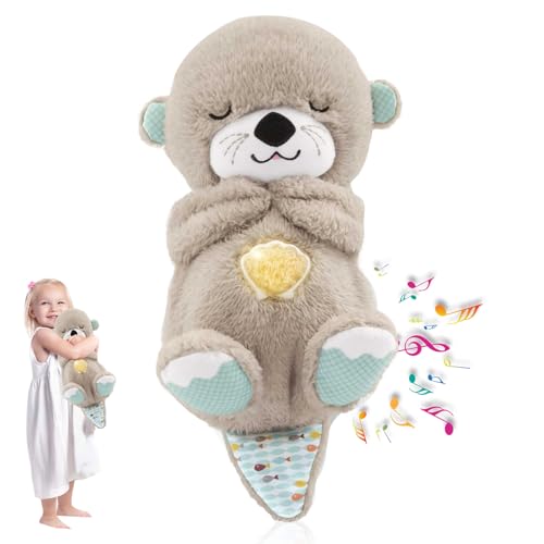Funmo Schlummer Otter Schmusetuch mit Atembewegung und Musik, Grundausstattung für Babys, Neugeborene, Babyspielzeug ab Geburt-A von Funmo
