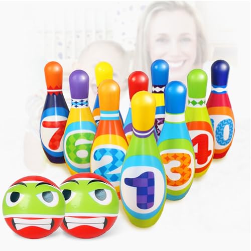 Kegelspiel für Kinder, 12PCS Bowling Ball Set 10 Teiliges Kegel und 2 Bälle Dosenwerfen Mini Drin und Draußen Spielzeug Geschenke für Junge Mädchen Kinder Kegelspiel für Kinder, 12PCS Bowling Ball Set 10 Teiliges Kegel und 2 Bälle Dosenwerfen Mini Drin und Draußen Spielzeug Geschenke für Junge Mädchen Kinder von Funmo