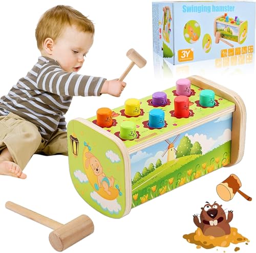 Montessori Spielzeug Hammer Spiel, Hammerspiel für Kinder ab 1 Jahre, Langlebiges Holzspielzeug mit 1 Holzhammer, Hämmerchenspiel, Holz Klopfspiel Geschenk ab 12 Monate Junge Mädchen Montessori Spielzeug Hammer Spiel, Hammerspiel für Kinder ab 1 Jahre, Langlebiges Holzspielzeug mit 1 Holzhammer, Hämmerchenspiel, Holz Klopfspiel Geschenk ab 12 Monate Junge Mädchen von Funmo