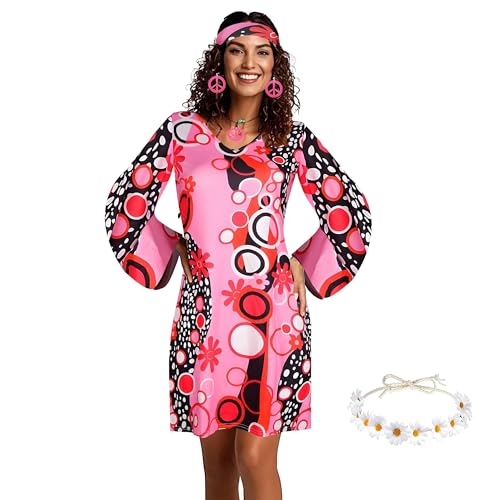 Funnity 70er Jahre Hippie Kostüm Damen, Hippie Accessoires Oberteil Kette Ohrringe Haarband, Hippie Kleid, 70er Jahre Bekleidung Damen for Karneval Cosplay L Funnity 70er Jahre Hippie Kostüm Damen, Hippie Accessoires Oberteil Kette Ohrringe Haarband, Hippie Kleid, 70er Jahre Bekleidung Damen for Karneval Cosplay L von Funnity