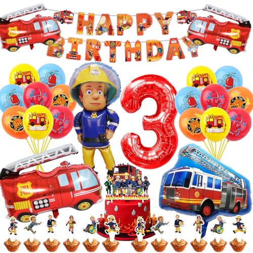 Funnity Feuerwehr Deko Kindergeburtstag 3 Jahre, Feuerwehrmann Sam Geburtstagsdeko, Feuerwehr Luftballons Geburtstag 3 Jahre, Feuerwehrauto Themed Dekoration, Happy Birthday Deko für Feuerwehr Party Funnity Feuerwehr Deko Kindergeburtstag 3 Jahre, Feuerwehrmann Sam Geburtstagsdeko, Feuerwehr Luftballons Geburtstag 3 Jahre, Feuerwehrauto Themed Dekoration, Happy Birthday Deko für Feuerwehr Party von Funnity