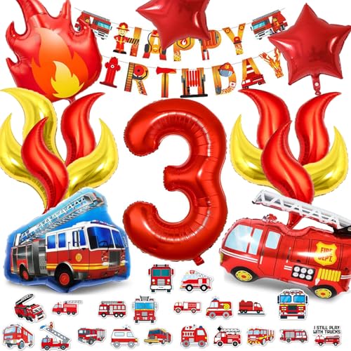 Funnity Feuerwehr Geburtstag Deko 3 Jahre, Feuerwehr Kindergeburtstag 3 Jahre, Jungen Geburtstags Dekoration, Feuerwehrauto Themenparty Dekoration Funnity Feuerwehr Geburtstag Deko 3 Jahre, Feuerwehr Kindergeburtstag 3 Jahre, Jungen Geburtstags Dekoration, Feuerwehrauto Themenparty Dekoration von Funnity
