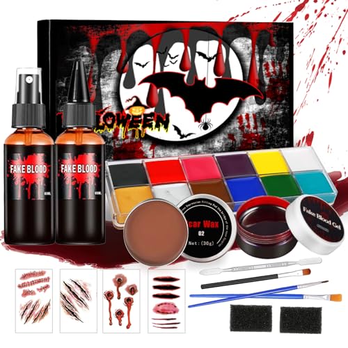 Funnity Halloween Kunstblut Set, Halloween Schminke, Fake Blood,Face Paint Halloween , Kunstblut Auswaschbar, für Karneval, Film, Unfug, Simulierte Wunden,Cosplay Funnity Halloween Kunstblut Set, Halloween Schminke, Fake Blood,Face Paint Halloween , Kunstblut Auswaschbar, für Karneval, Film, Unfug, Simulierte Wunden,Cosplay von Funnity